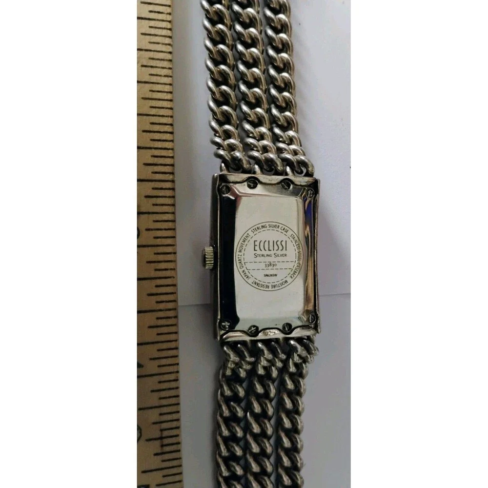 Ecclissi 33830 Sterling Silver 925 Triple Strand Chain Watch MOP Fresh Battery